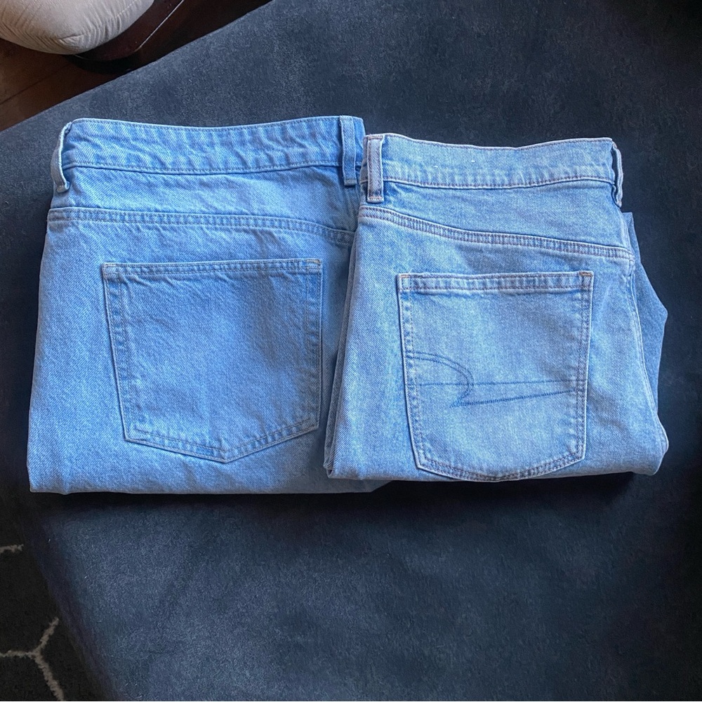American Eagle Women's H&M Light Blue Jeans 18 Distressed Ripped Holes